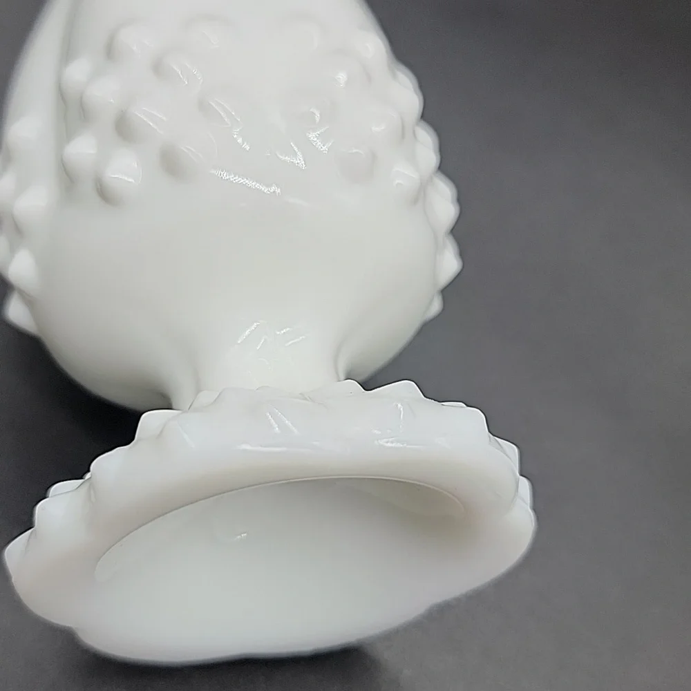Vintage Fenton Milk Glass Hobnail  Swung Vase 9.5